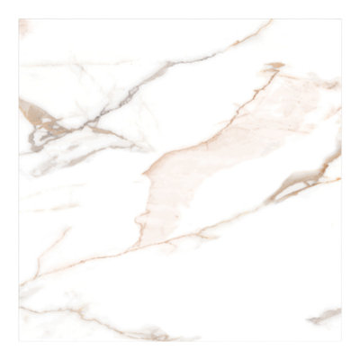 Goodhome Cervo White & Gold Matt Marble Effect Textured Porcelain Indoor Wall & Floor Tile Sample