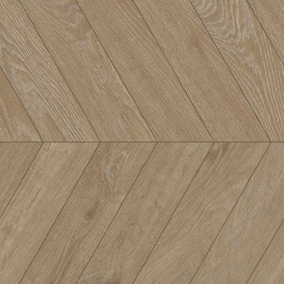 Goodhome Yoan Natural Matt Chevron Wood Effect Porcelain Indoor Wall & Floor Tile Sample