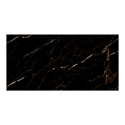 Goodhome Marciana Black High Gloss Marble Effect Porcelain Indoor Wall & Floor Tile Sample