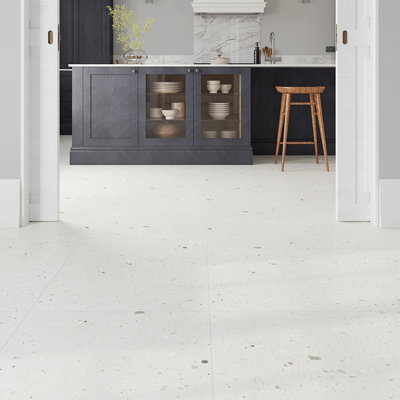 Goodhome Tulum Ivory Matt Terrazzo Stone Effect Porcelain Indoor Wall & Floor Tile, Pack Of 3, (L)600Mm (W)600Mm
