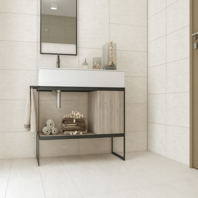 Goodhome Arbace Ivory Lappato Stone Effect Porcelain Indoor Wall & Floor Tile, Pack Of 6, (L)610Mm (W)310Mm