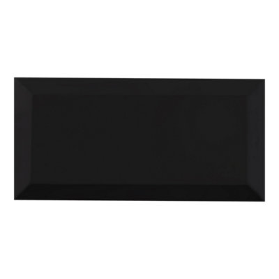 Goodhome Trentie Black Gloss Textured Ceramic Indoor Wall Tile Sample