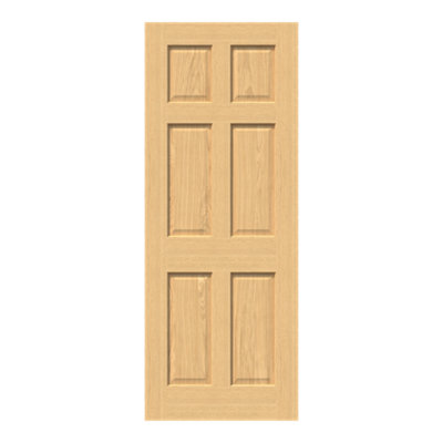 Fortia 6 Panel Traditional Oak Veneer Internal Oak Door, (H)1981Mm (W)838Mm (T)35Mm