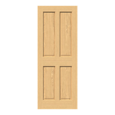 Fortia 4 Panel Traditional Oak Veneer Internal Oak Door, (H)1981Mm (W)838Mm (T)35Mm