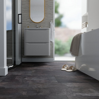 Goodhome Slate Black Natural Slate Effect Structured Laminate Flooring, 1.86M²