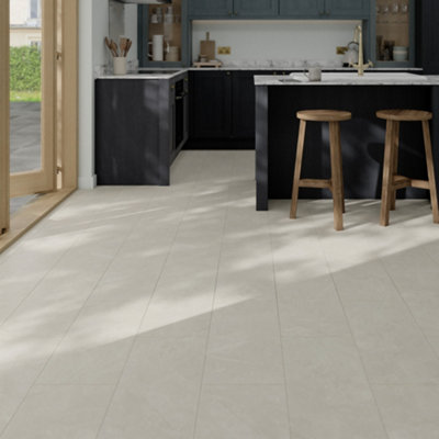 Goodhome White Stone Effect Structured Laminate Flooring, 1.86M²