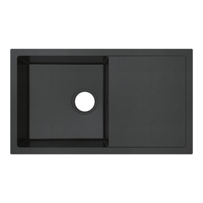 Goodhome Lourdes Graphite Anthracite Effect Composite Quartz 1 Bowl Compact Sink 440Mm X 760Mm