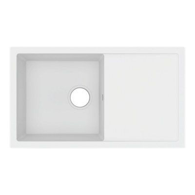 Goodhome Lourdes White Composite Quartz 1 Bowl Composite Sink 440Mm X 760Mm