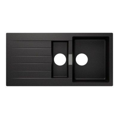 Goodhome Torla Matt Dark Grey Composite Quartz 1.5 Bowl Sink & Drainer 1000Mm X 1000Mm
