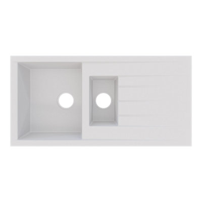 Goodhome Keluak White Resin 1.5 Bowl Composite Sink 500Mm X 1000Mm