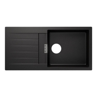 Goodhome Torla Matt Dark Grey Composite Quartz 1 Bowl Sink & Drainer 1000Mm X 1000Mm