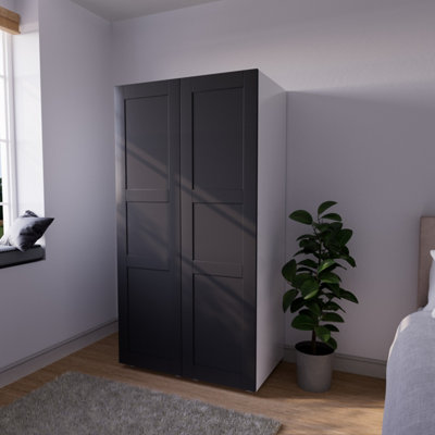 B&Q Atomia Modern Matt Black Tall Double Wardrobe (H)1872Mm (W)1000Mm (D)580Mm