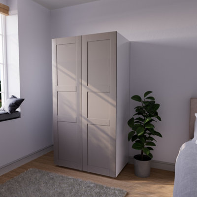 B&Q Atomia Contemporary Matt Pebble Tall Double Wardrobe (H)1872Mm (W)1000Mm (D)580Mm