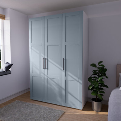 B&Q Atomia Contemporary Matt Dusk Blue Tall Triple Wardrobe (H)2247Mm (W)1000Mm (D)580Mm
