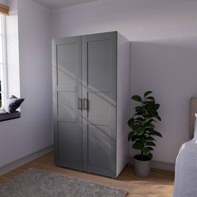 B&Q Atomia Modern Matt Dove Grey Tall Double Wardrobe (H)1875Mm (W)1000Mm (D)580Mm
