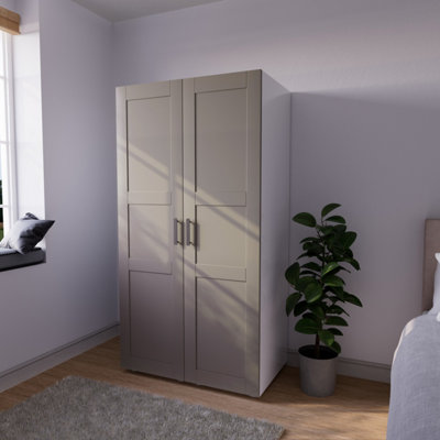 B&Q Atomia Contemporary Matt Pebble Tall Double Wardrobe (H)1875Mm (W)1000Mm (D)580Mm