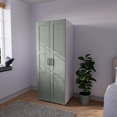 B&Q Atomia Modern Matt Reed Green Tall Double Wardrobe (H)1875Mm (W)750Mm (D)580Mm