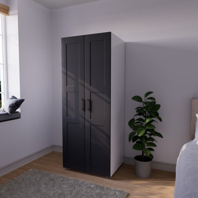 B&Q Atomia Modern Matt Black Tall Double Wardrobe (H)1875Mm (W)750Mm (D)580Mm