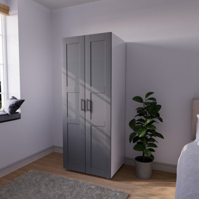 B&Q Atomia Contemporary Matt Dove Grey Double Wardrobe (H)1875Mm (W)750Mm (D)580Mm
