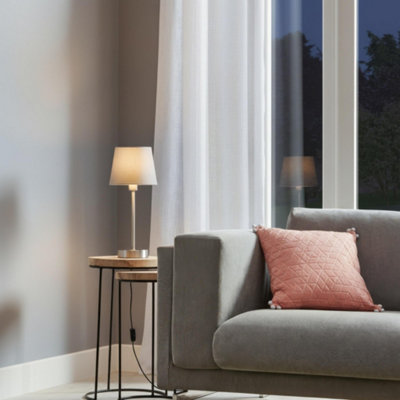 Goodhome Nunbird Plain Conical Satin Grey Silver Effect Table Lamp