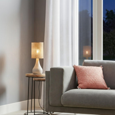 Goodhome Tertrez Cylinder Matt Beige Table Lamp