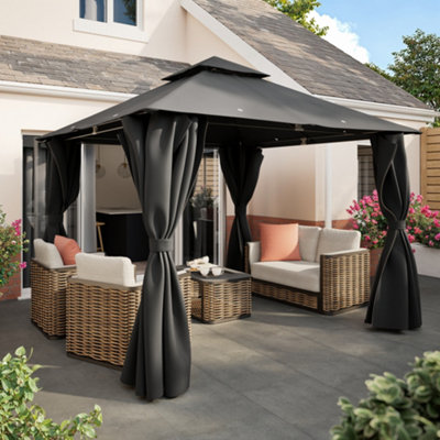 Goodhome Thar Grey Square Gazebo Tent (H) 2.8M (W) 3M