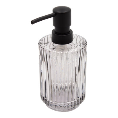 Goodhome Atocha Grey Glass Freestanding Soap Dispenser