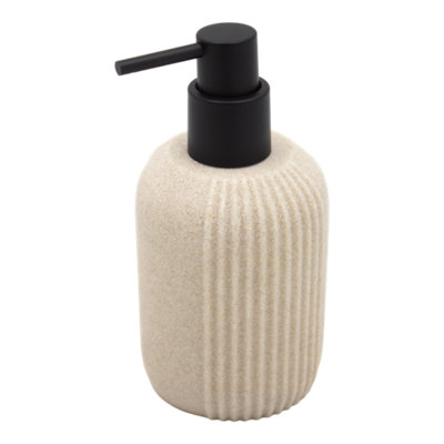 Goodhome Toko Beige Sand Effect Polyresin Freestanding Soap Dispenser