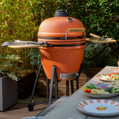 Goodhome Sagami Orange Ceramic Charcoal Kamado Egg Bbq 54.5Cm