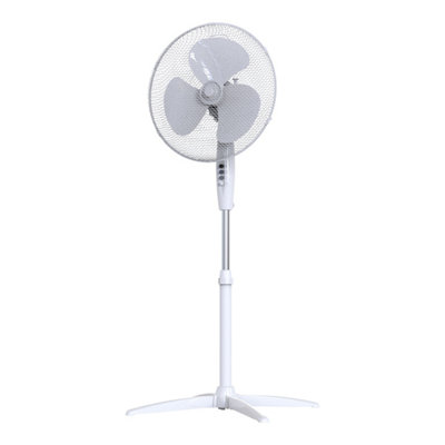 B&Q White 16" 3-Speed Pedestal Fan With Adjustable Height