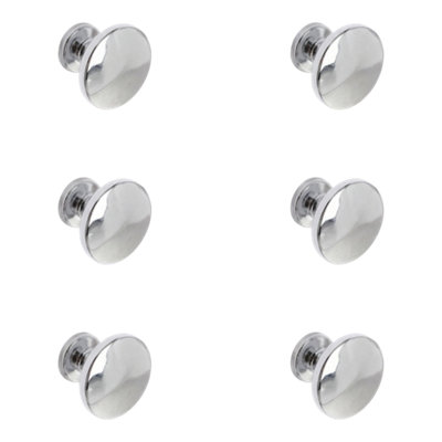 Goodhome Lybas Polished Zinc Alloy Chrome Effect Round Cabinet Knob (Dia)30Mm, Pack Of 6