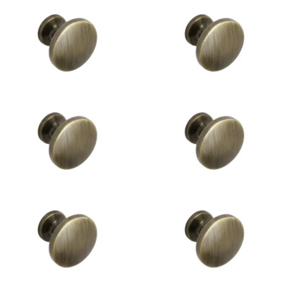 Goodhome Lybas Zinc Alloy Brass Effect Round Cabinet Knob (Dia)30Mm, Pack Of 6