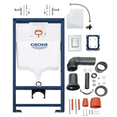 Grohe Euro Alpine White Rimless Wall Hung Toilet With Soft Close Seat & Concealed Cistern