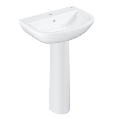 Grohe Bau Gloss White Oval Floor-Mounted Full Pedestal Basin