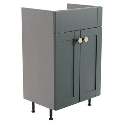 B&Q Ashford Standard Matt Kombu Green Double Freestanding Bathroom Vanity Unit (H) 820Mm (W) 495Mm