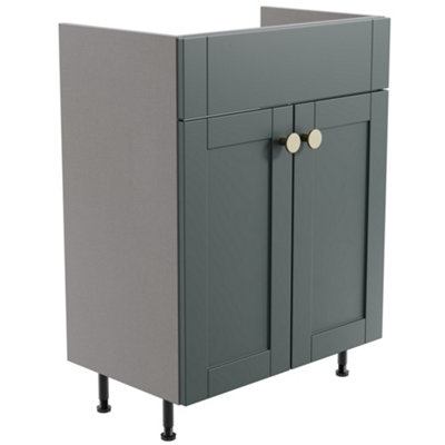 B&Q Ashford Standard Matt Kombu Green Double Freestanding Bathroom Vanity Unit (H) 820Mm (W) 595Mm
