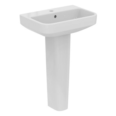 Ideal Standard I.life S Gloss White Rectangular Floor-Mounted Full Pedestal Basin (H)84.5Cm (W)55Cm