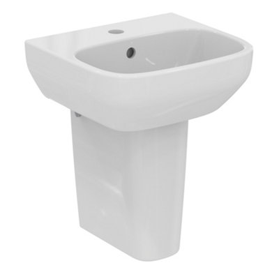 Ideal Standard I.life S Gloss White Rectangular Wall-Mounted Semi-Pedestal Basin (H)48.5Cm (W)50Cm