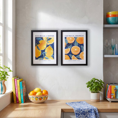 Arthouse Citrus Fruit Yellow, Orange & Green Wall Art, Set Of 2 (H)40Cm X (W)30Cm