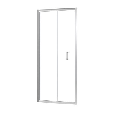 Triton Fast Fix Chrome Effect Clear Bi-Fold Shower Door (H)190Cm (W)80Cm