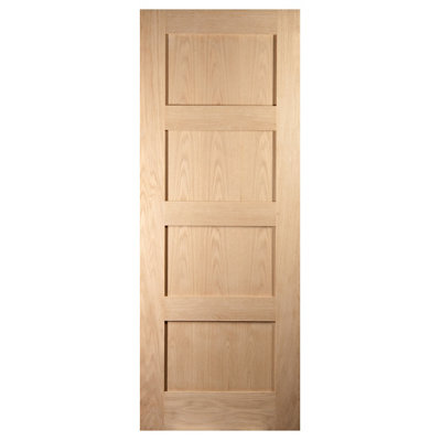 Fortia 4 Panel Unglazed Shaker Natural White Oak Veneer Internal Timber Fire Door, (H)1981Mm (W)686Mm (T)44Mm