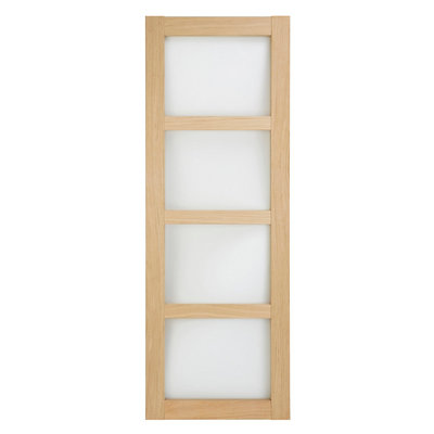 Fortia Clear Glazed Shaker Natural Oak Veneer Internal Timber Door, (H)1981Mm (W)838Mm (T)35Mm