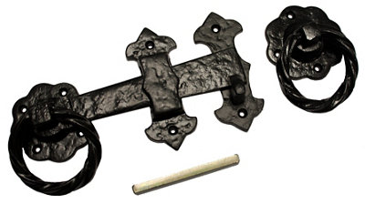 Blooma Black Antique Effect Iron Ring Gate Latch, (L)152Mm