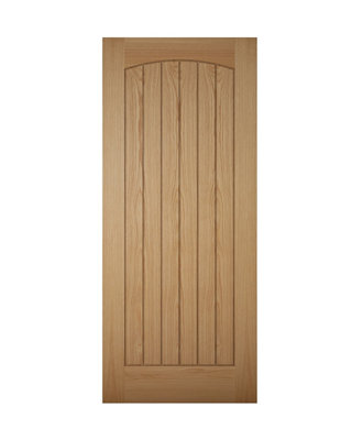 Geom Unglazed Cottage Wooden White Oak Veneer External Front Door, (H)1981Mm (W)838Mm