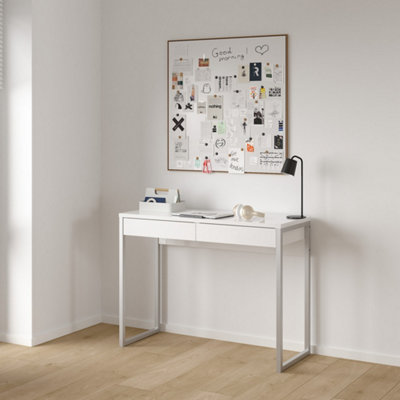 Tvilum Mali Gloss White 2 Drawer Desk (H)765Mm (W)1016Mm (D)400Mm