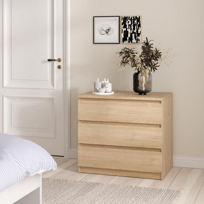 Tvilum Esla Matt Jackson Hickory 3 Drawer Chest (H)701Mm (W)770Mm (D)500Mm