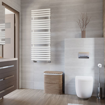 Terma Rolo White Hydronic Towel Warmer (W)520Mm X (H)1360Mm
