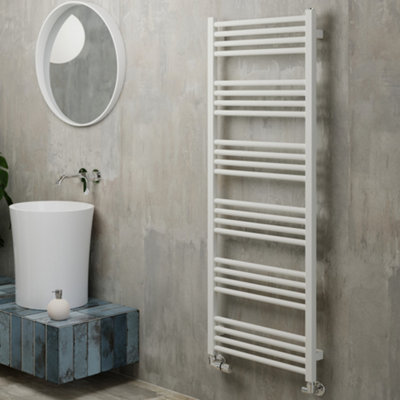 Terma Fiona White Electric & Gas Flat Towel Warmer (W)500Mm X (H)1380Mm
