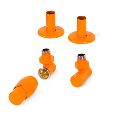Terma Orange Royal Angled Radiator Valve & Lockshield (Dia)15Mm X ½"