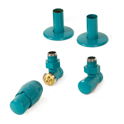 Terma Teal Royal Angled Radiator Valve & Lockshield (Dia)15Mm X ½"